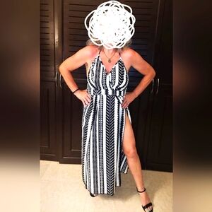 Backless Split Thigh Vacation Wear Backless Dress